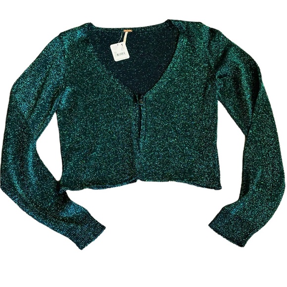 Free People Metallic Cardigan. Size Medium. NWT - Picture 2 of 6